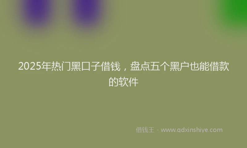 2025年热门黑口子借钱，盘点五个黑户也能借款的软件