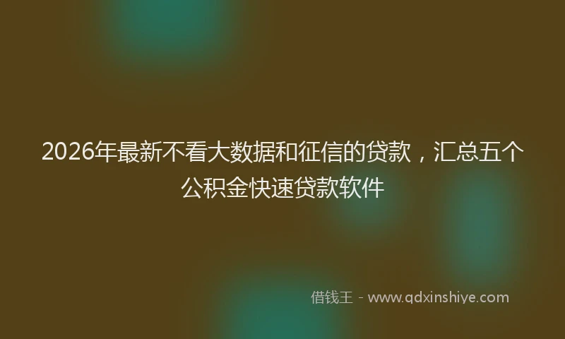 2026年最新不看大数据和征信的贷款,汇总五个公积金快速贷款软件