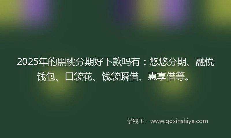 2025年的黑桃分期好下款吗有：悠悠分期、融悦钱包、口袋花、钱袋瞬借、惠享借等。