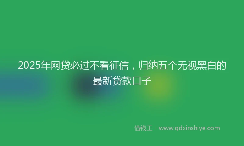 2025年网贷必过不看征信，归纳五个无视黑白的最新贷款口子