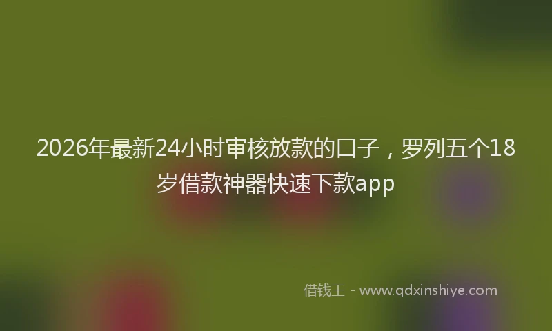 2026年最新24小时审核放款的口子，罗列五个18岁借款神器快速下款app
