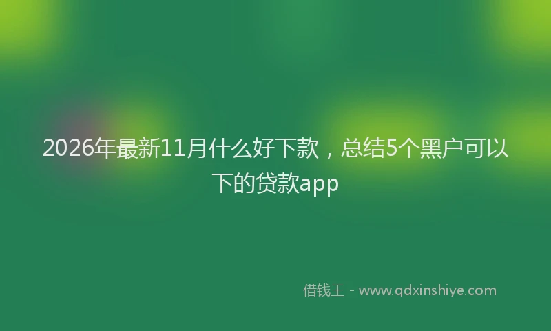 2026年最新11月什么好下款，总结5个黑户可以下的贷款app