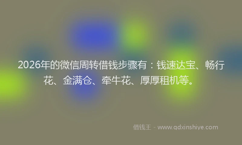 2026年的微信周转借钱步骤有:钱速达宝、畅行花、金满仓、牵牛花、厚厚租机等。