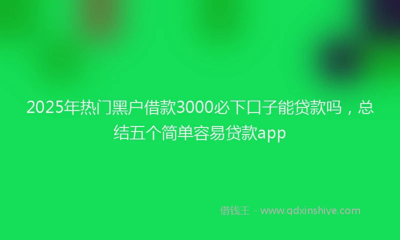 2025年热门黑户借款3000必下口子能贷款吗，总结五个简单容易贷款app