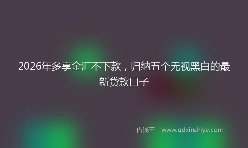 2026年多享金汇不下款，归纳五个无视黑白的最新贷款口子