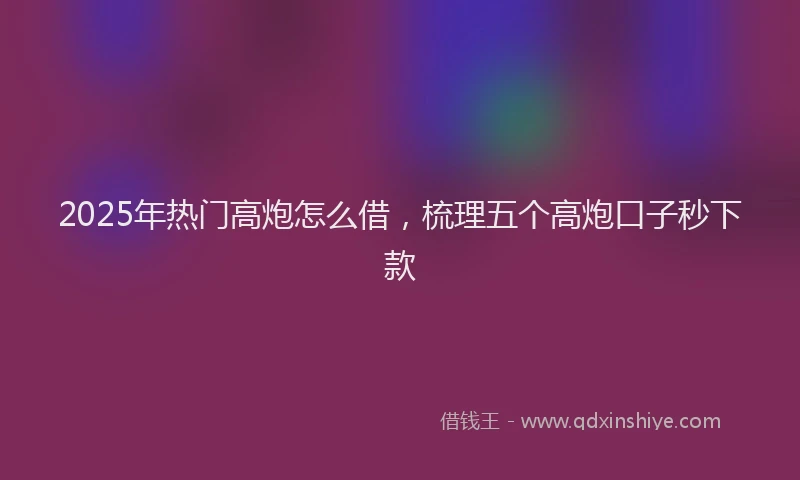2025年热门高炮怎么借，梳理五个高炮口子秒下款