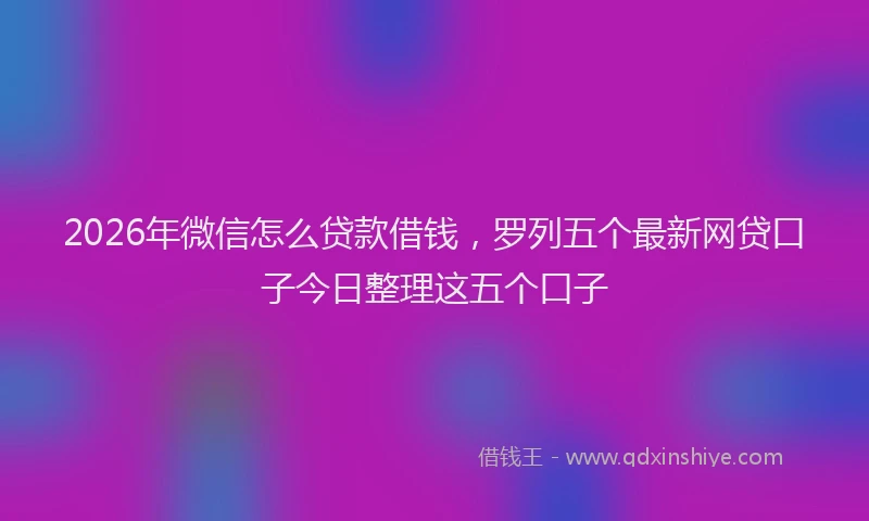2026年微信怎么贷款借钱，罗列五个最新网贷口子今日整理这五个口子