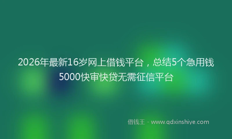 2026年最新16岁网上借钱平台，总结5个急用钱5000快审快贷无需征信平台