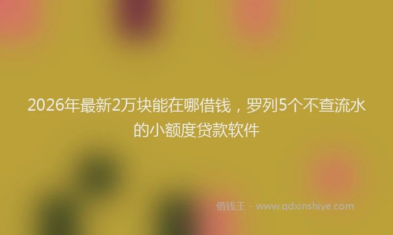 2026年最新2万块能在哪借钱，罗列5个不查流水的小额度贷款软件