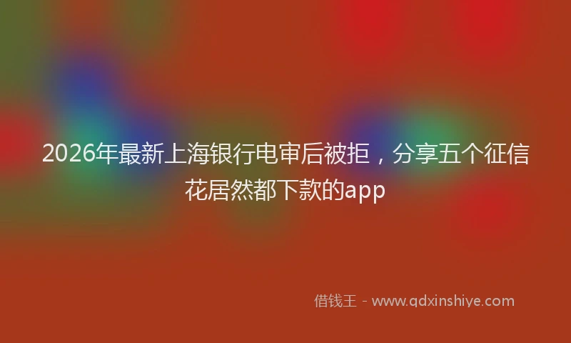 2026年最新上海银行电审后被拒,分享五个征信花居然都下款的app