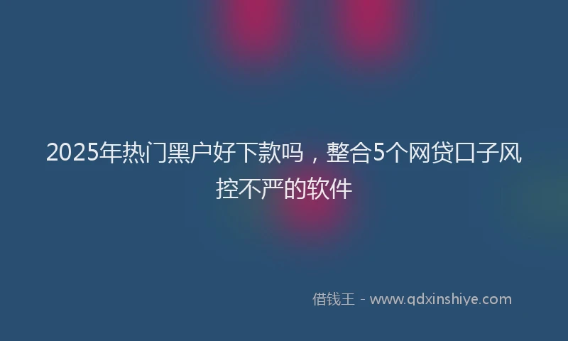 2025年热门黑户好下款吗,整合5个网贷口子风控不严的软件