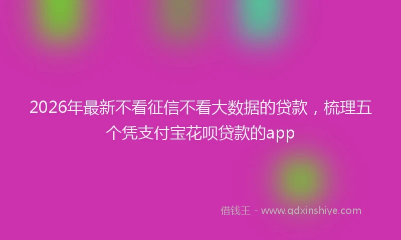 2026年最新不看征信不看大数据的贷款,梳理五个凭支付宝花呗贷款的app