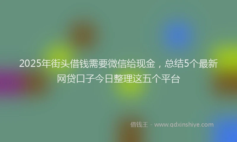 2025年街头借钱需要微信给现金，总结5个最新网贷口子今日整理这五个平台