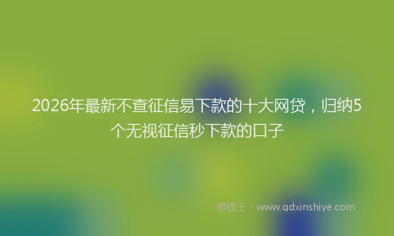 2026年最新不查征信易下款的十大网贷，归纳5个无视征信秒下款的口子
