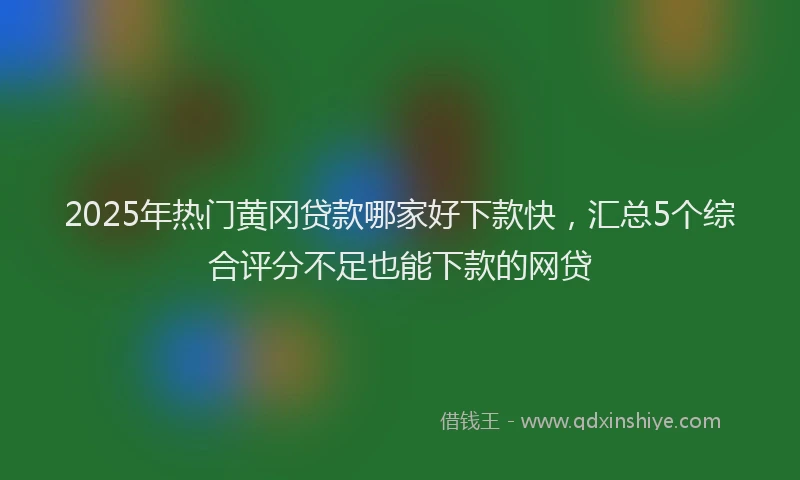 2025年热门黄冈贷款哪家好下款快，汇总5个综合评分不足也能下款的网贷
