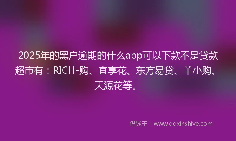 2025年的黑户逾期的什么app可以下款不是贷款超市有：RICH-购、宜享花、东方易贷、羊小购、天源花等。