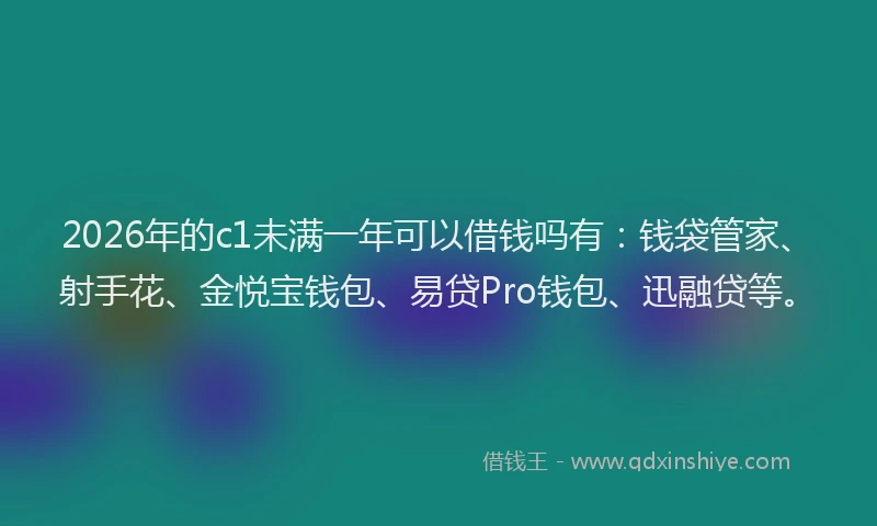 2026年的c1未满一年可以借钱吗有:钱袋管家、射手花、金悦宝钱包、易贷Pro钱包、迅融贷等。