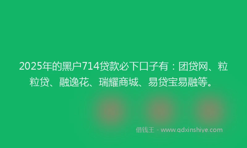 2025年的黑户714贷款必下口子有：团贷网、粒粒贷、融逸花、瑞耀商城、易贷宝易融等。