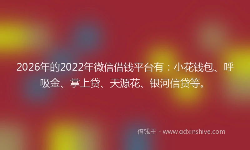2026年的2022年微信借钱平台有：小花钱包、呼吸金、掌上贷、天源花、银河信贷等。