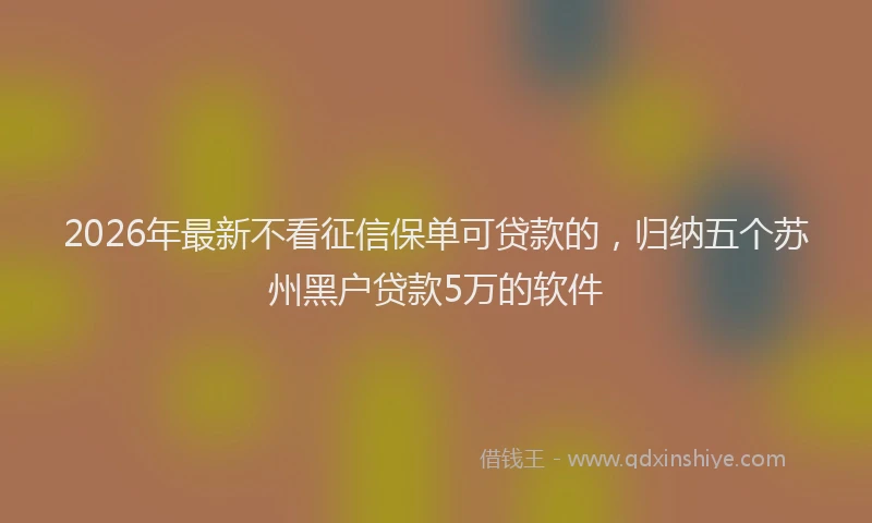 2026年最新不看征信保单可贷款的，归纳五个苏州黑户贷款5万的软件