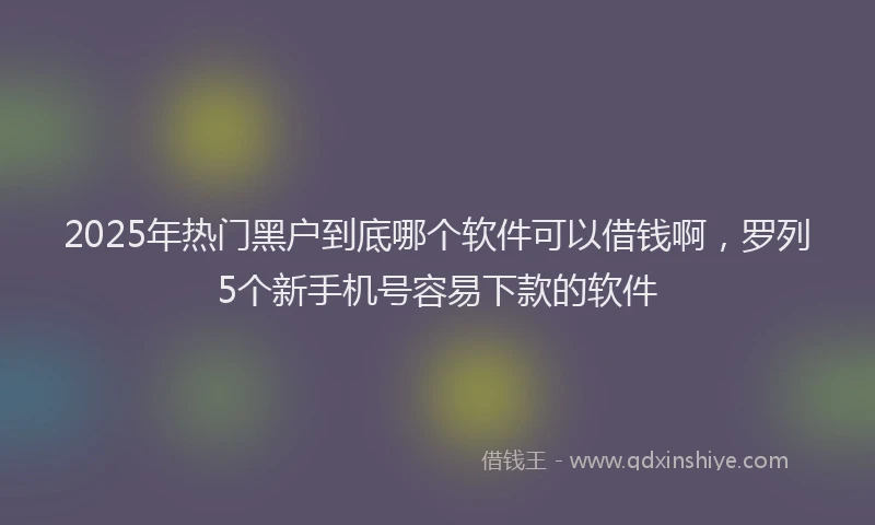 2025年热门黑户到底哪个软件可以借钱啊，罗列5个新手机号容易下款的软件