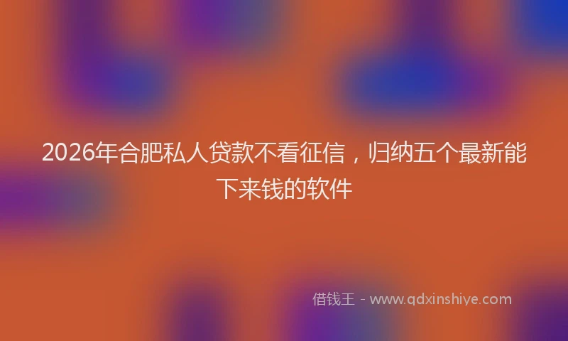 2026年合肥私人贷款不看征信，归纳五个最新能下来钱的软件