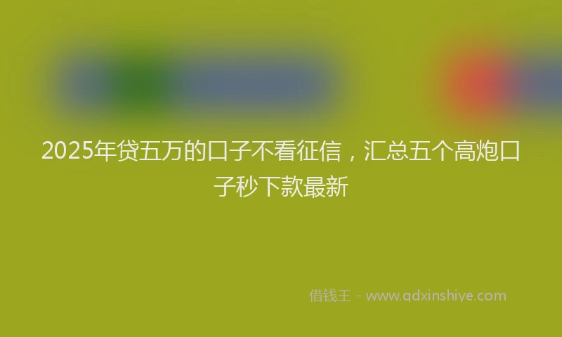 2025年贷五万的口子不看征信，汇总五个高炮口子秒下款最新