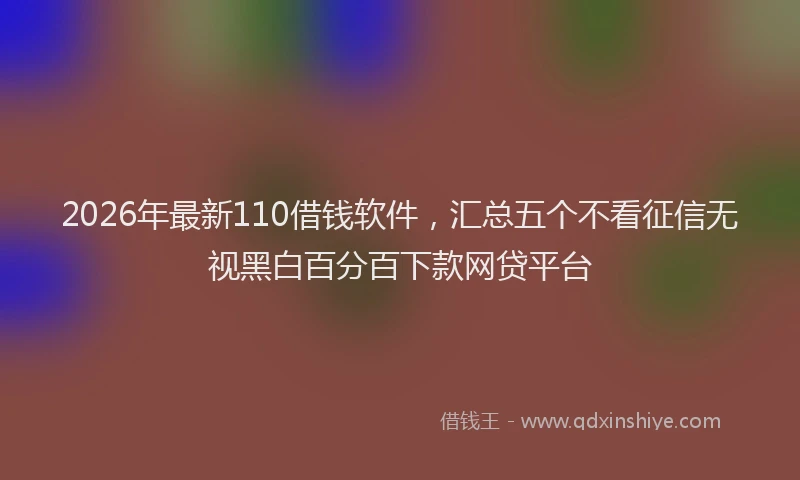 2026年最新110借钱软件，汇总五个不看征信无视黑白百分百下款网贷平台