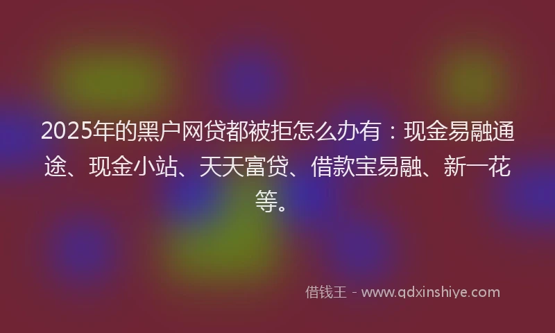 2025年的黑户网贷都被拒怎么办有:现金易融通途、现金小站、天天富贷、借款宝易融、新一花等。