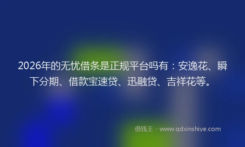 2026年的无忧借条是正规平台吗有：安逸花、瞬下分期、借款宝速贷、迅融贷、吉祥花等。