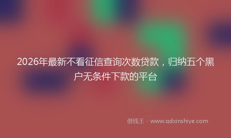 2026年最新不看征信查询次数贷款,归纳五个黑户无条件下款的平台
