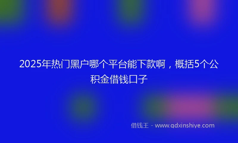 2025年热门黑户哪个平台能下款啊，概括5个公积金借钱口子