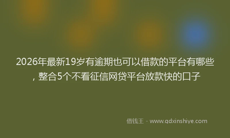 2026年最新19岁有逾期也可以借款的平台有哪些,整合5个不看征信网贷平台放款快的口子