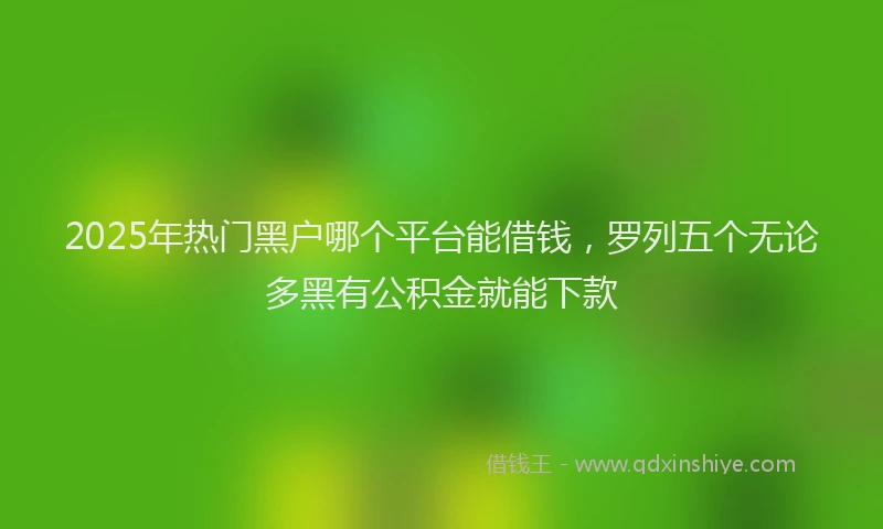 2025年热门黑户哪个平台能借钱，罗列五个无论多黑有公积金就能下款