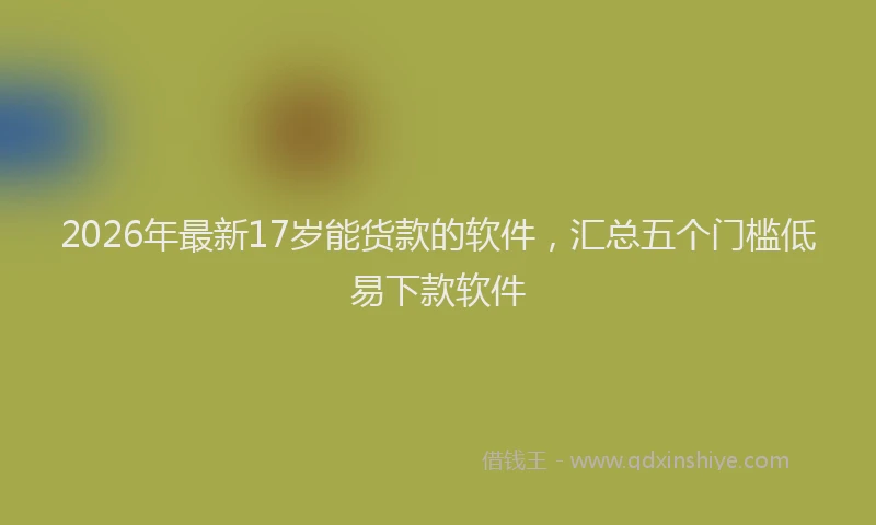 2026年最新17岁能货款的软件，汇总五个门槛低易下款软件