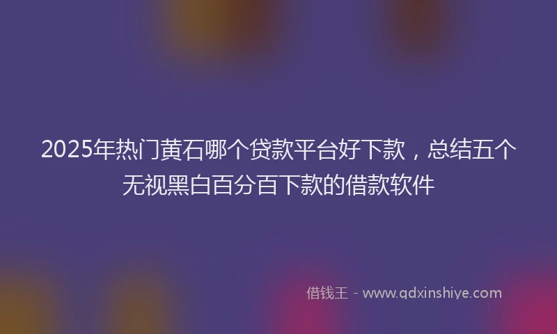 2025年热门黄石哪个贷款平台好下款，总结五个无视黑白百分百下款的借款软件