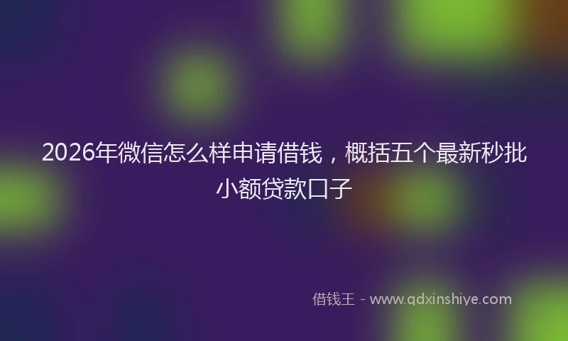 2026年微信怎么样申请借钱，概括五个最新秒批小额贷款口子