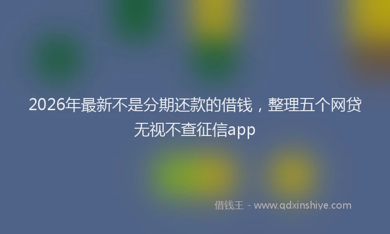 2026年最新不是分期还款的借钱，整理五个网贷无视不查征信app