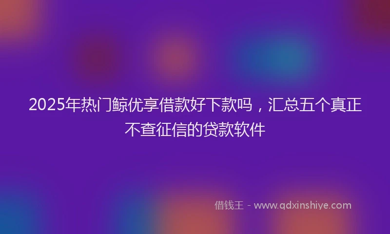 2025年热门鲸优享借款好下款吗,汇总五个真正不查征信的贷款软件