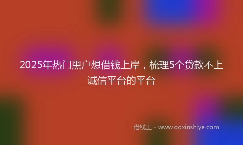 2025年热门黑户想借钱上岸,梳理5个贷款不上诚信平台的平台