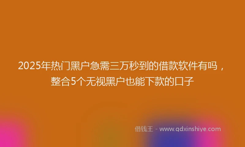 2025年热门黑户急需三万秒到的借款软件有吗,整合5个无视黑户也能下款的口子