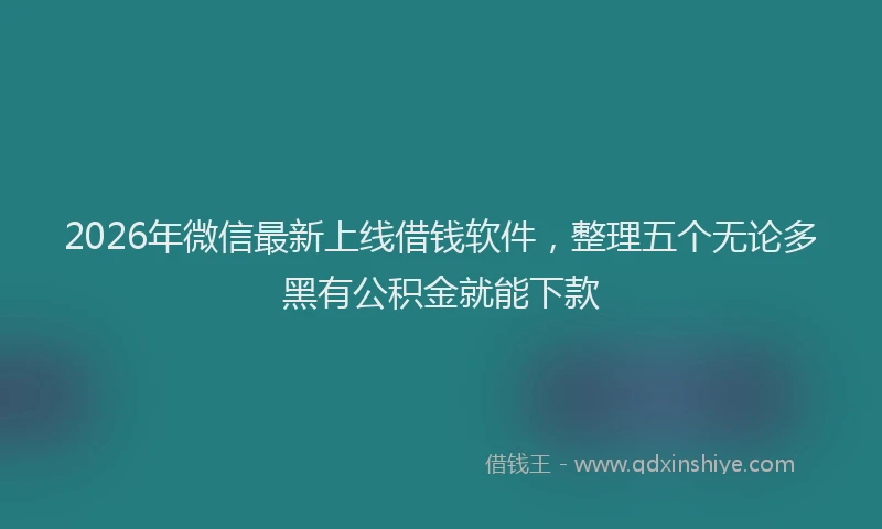 2026年微信最新上线借钱软件，整理五个无论多黑有公积金就能下款