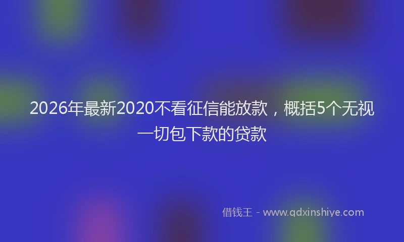 2026年最新2020不看征信能放款，概括5个无视一切包下款的贷款