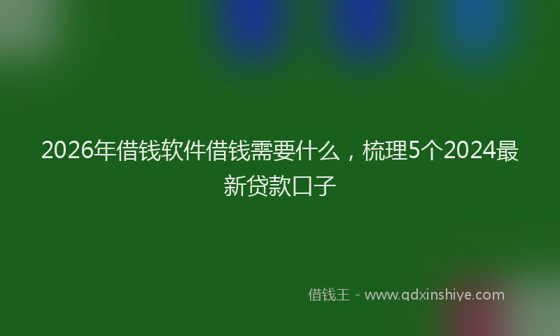2026年借钱软件借钱需要什么，梳理5个2024最新贷款口子