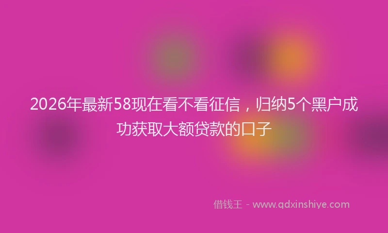 2026年最新58现在看不看征信，归纳5个黑户成功获取大额贷款的口子