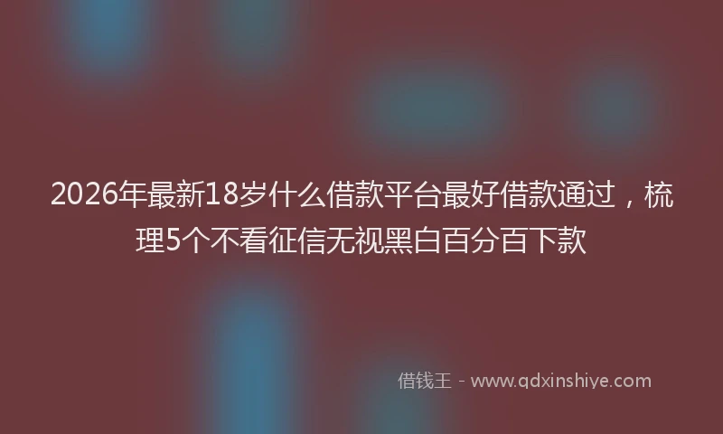 2026年最新18岁什么借款平台最好借款通过，梳理5个不看征信无视黑白百分百下款