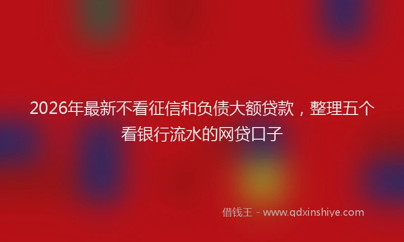 2026年最新不看征信和负债大额贷款，整理五个看银行流水的网贷口子