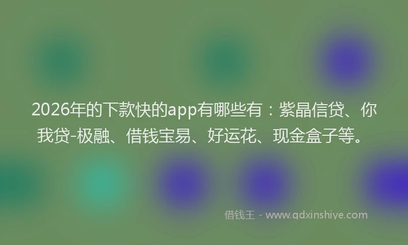 2026年的下款快的app有哪些有:紫晶信贷、你我贷-极融、借钱宝易、好运花、现金盒子等。