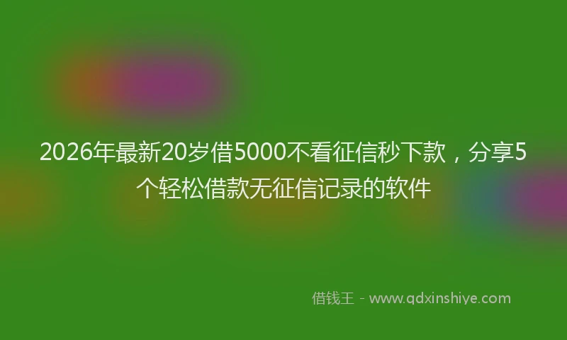 2026年最新20岁借5000不看征信秒下款，分享5个轻松借款无征信记录的软件