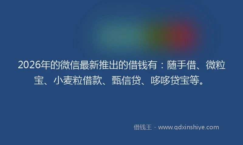 2026年的微信最新推出的借钱有:随手借、微粒宝、小麦粒借款、甄信贷、哆哆贷宝等。